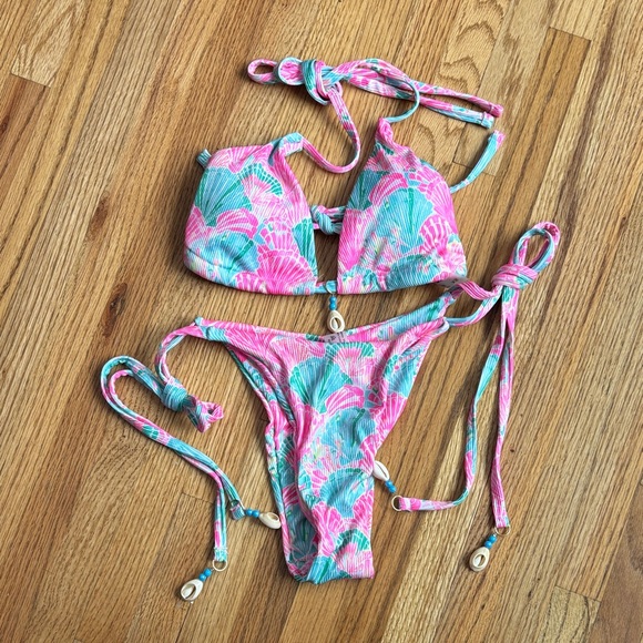 Other - Colorful Shell Print Bikini Set Womens XS
